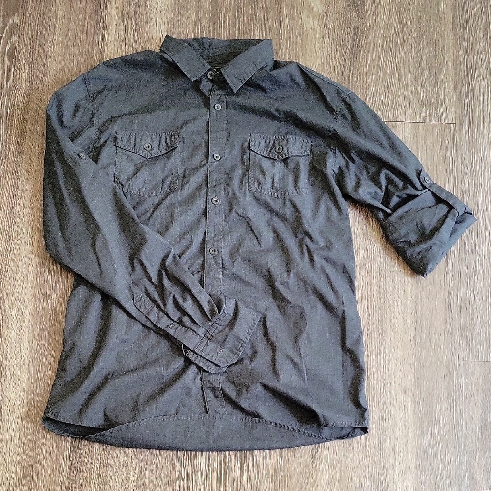 Retrofit Charcoal Casual Button-Down Shirt